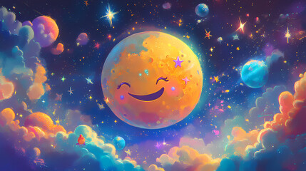 Canvas Print - vibrant playful smiling planet