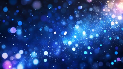 Wall Mural - A vibrant, abstract background of blue and purple bokeh lights creating a dreamy atmosphere.