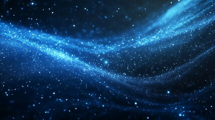 Wall Mural - A mesmerizing abstract representation of shimmering blue particles in a cosmic environment.