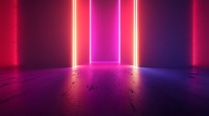 Wall Mural - A futuristic space with glowing neon lights creating a vibrant atmosphere.