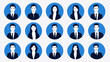 © agnes - A collection of sixteen faceless business avatars in dark blue formal attire within blue circular frames representing a professional team