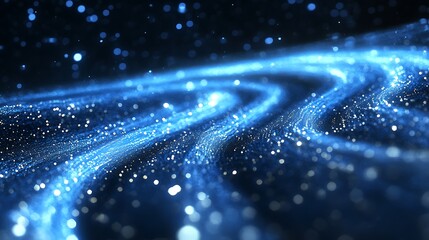 Wall Mural - A mesmerizing abstract representation of flowing light and particles in a digital space.