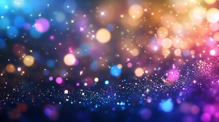 Wall Mural - A vibrant display of colorful bokeh lights creating a festive and dreamy atmosphere.