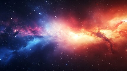 Wall Mural - A vibrant cosmic scene showcasing colorful nebulae and stars in space.