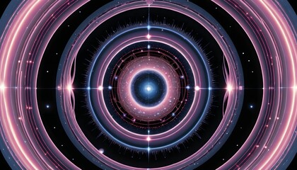 Wall Mural - Cosmic Radiance Through Luminescent Rings