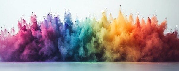 Wall Mural - a burst of colorful holi powder exploding in the air, creating a striking rainbow effect against a n