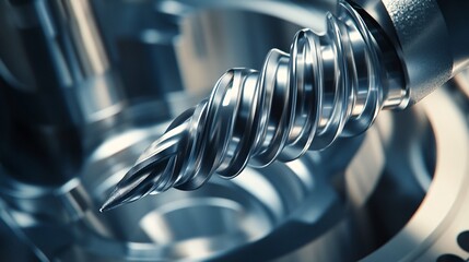 Poster - Sharp industrial metal drill bit penetrating a metal surface