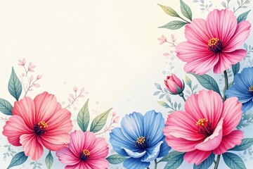 Poster - Intricate watercolor blooms, soft pastel hues, illustration, botanical