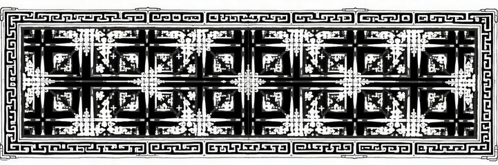 Wall Mural - Classic Greek cross pattern, black and white geometric design , backdrop, optical illusion