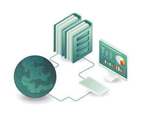 Wall Mural - World network of computer data server technology