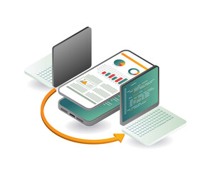 Wall Mural - smartphone developer analysis concept illustration