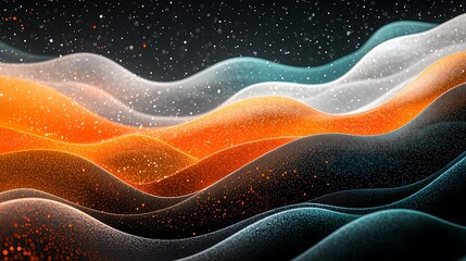 Wall Mural - a dark grainy gradient of orange, white, teal, and black with glowing effects, perfect for modern ab