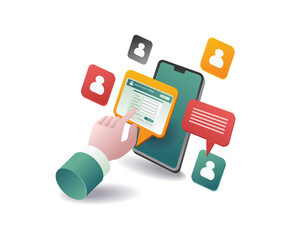 Wall Mural - smartphone application online registration form concept illustration