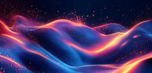 Wall Mural - a deep blue gradient tech background, showcasing fluid lines and light effects in a sleek, modern de
