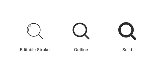 Leinwandbilder - search icon button - magnifying glass loupe sign symbol, magnifier icon. Editable stroke