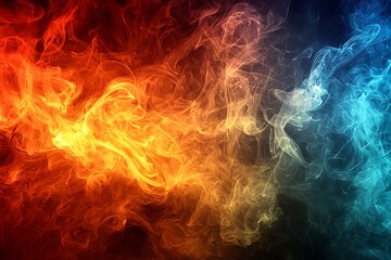 Wall Mural - a dramatic and colorful explosion of vibrant smoke in various hues, set against a neutral background
