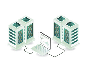 Wall Mural - computer cloud server maintenance technology concept illustration