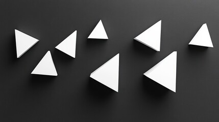 Abstract black background with scattered white triangles.