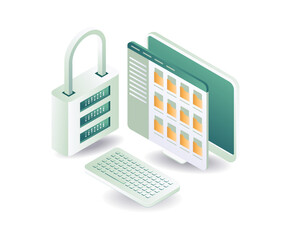 Wall Mural - Computer data security folder lock