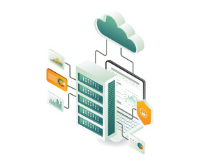 Wall Mural - Computer analysis cloud server system network