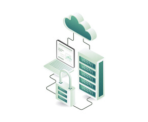 Wall Mural - Cloud server security padlock network computer management
