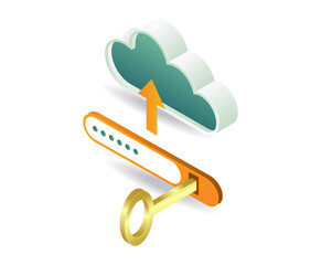 Wall Mural - Cloud server security password technology concept illustration
