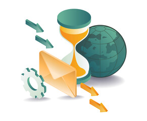 Wall Mural - Business world with email marketing illustration concept