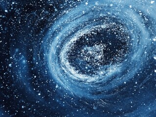 Wall Mural - Whirling Cosmic Vortex of Blue and White particles in the dark sky