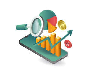 Wall Mural - business smartphone graph data analyst concept illustration
