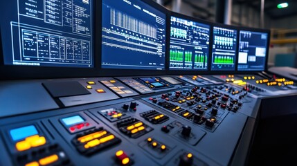 A factory control panel displaying a real-time process flow chart for production tracking.