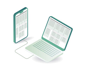 Wall Mural - business data transfer computer smartphone concept illustration