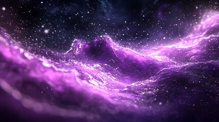 Wall Mural - a holographic purple wave flows in a dark space, creating a mesmerizing, futuristic aesthetic.