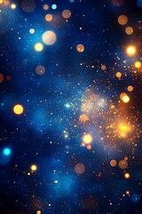 Wall Mural - a mesmerizing abstract background featuring a rich blue and gold palette with vibrant bokeh lights o