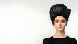 © Lailatul - Woman, black head wrap, serious expression, studio shot, copy space, fashion editorial