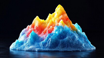 Wall Mural - Colorful abstract mountain, dark background, 3D render, design concept