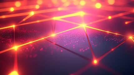 Wall Mural - abstract digital landscape with glowing lines and nodes creating a futuristic network effect