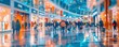 © HISTOCK - People walking in modern shopping mall with blurred silhouettes in illuminated spacious hall