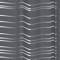 Wall Mural - A dense metal or plastic surface with a wavy shape and individual illuminated stripes.