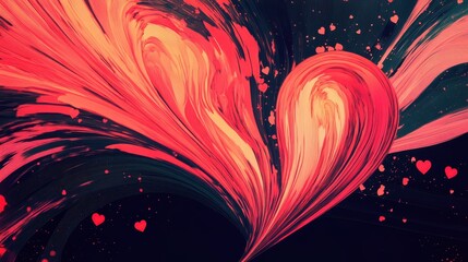 Wall Mural - Abstract Heart Shaped Paint Swirl Design