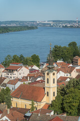 Wall Mural - Panoramic view of Zemun from Gardos Tower to old historical town. Belgrade, Serbia