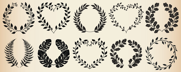 Wall Mural - elegant decorative floral wreaths, vector element set
