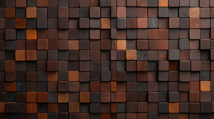 Poster - Cozy and natural pixel style design featuring rich brown wooden squares, creating warm and inviting atmosphere. Perfect for interior decor and design inspiration