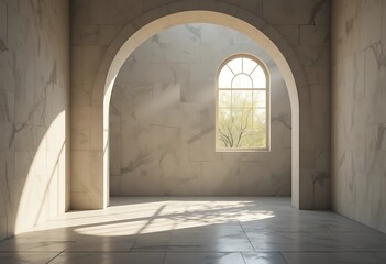 Wall Mural - Sunlit Room With Arched Entryways And Window