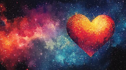 Wall Mural - Cosmic Heart In A Starry Nebula Galaxy