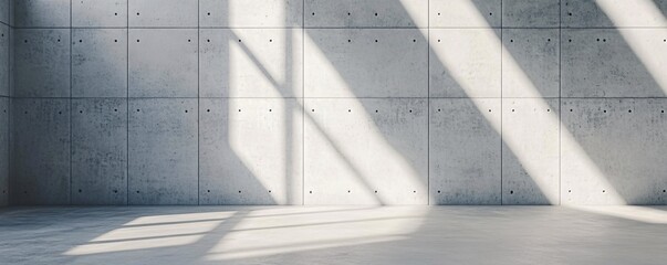 Aufkleber - Geometric shadows created by sunlight in an empty room with concrete walls