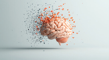 Leinwandbilder - dynamic representation of brain exploding with colorful particles, symbolizing creativity and innovation. This artwork captures essence of technology driven analysis and cognitive processes