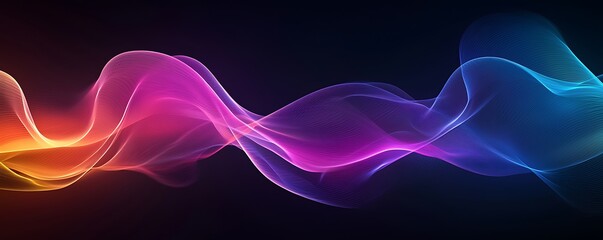 Wall Mural - a sleek gradient black background, with undulating wavy lines flowing across it, giving a sense of m