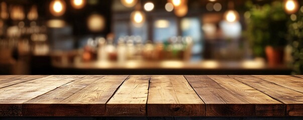 Aufkleber - Displaying products on a rustic wooden table in a cozy restaurant setting