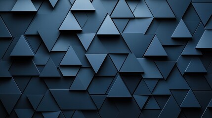 Dark triangles arranged in wall pattern. Abstract geometric backdrop for presentations
