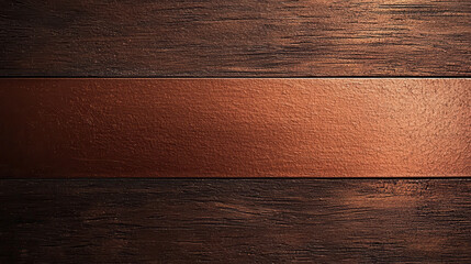 Fototapete - High quality metallic copper texture on dark wooden background, showcasing rich and warm aesthetic. Perfect for design projects or backgrounds